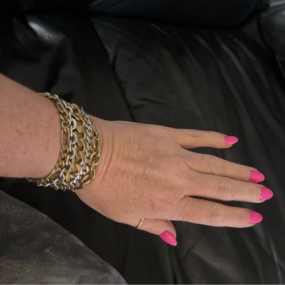 Silpada KR chunky brass silver and gold tone bracelet - Picture 6 of 6